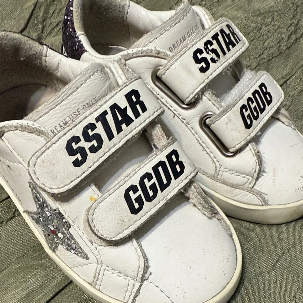 Golden Goose Kids White and Glitter Sneakers